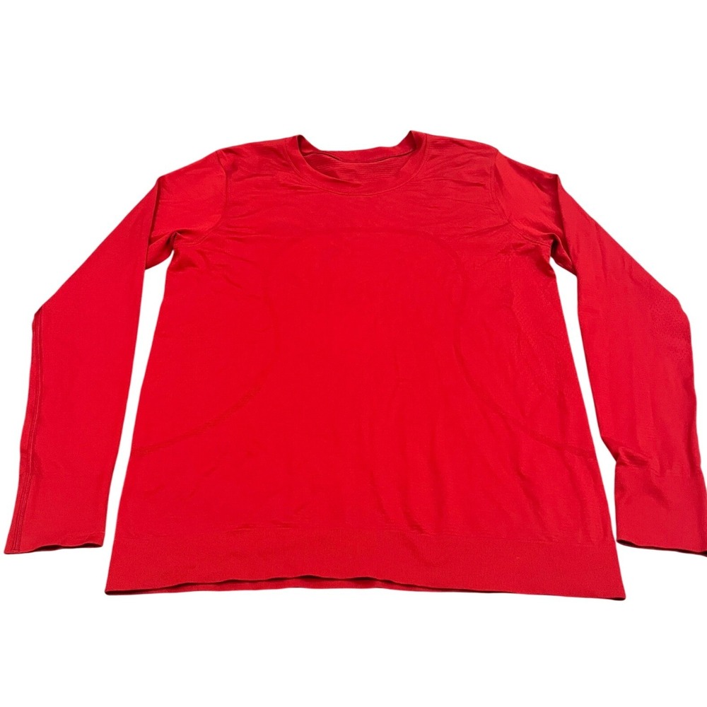 Lululemon Swiftly Tech Long Sleeve Women Size 8 Red Crew Neck Activewear Shirt